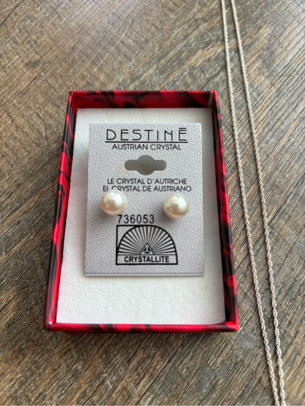 Pearl Stud Earrings with Matching “a” Necklace